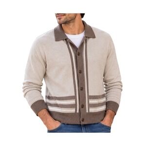 Report Collection Men's Small Cashmere Touch Retro Striped Cardigan Sweater NWT